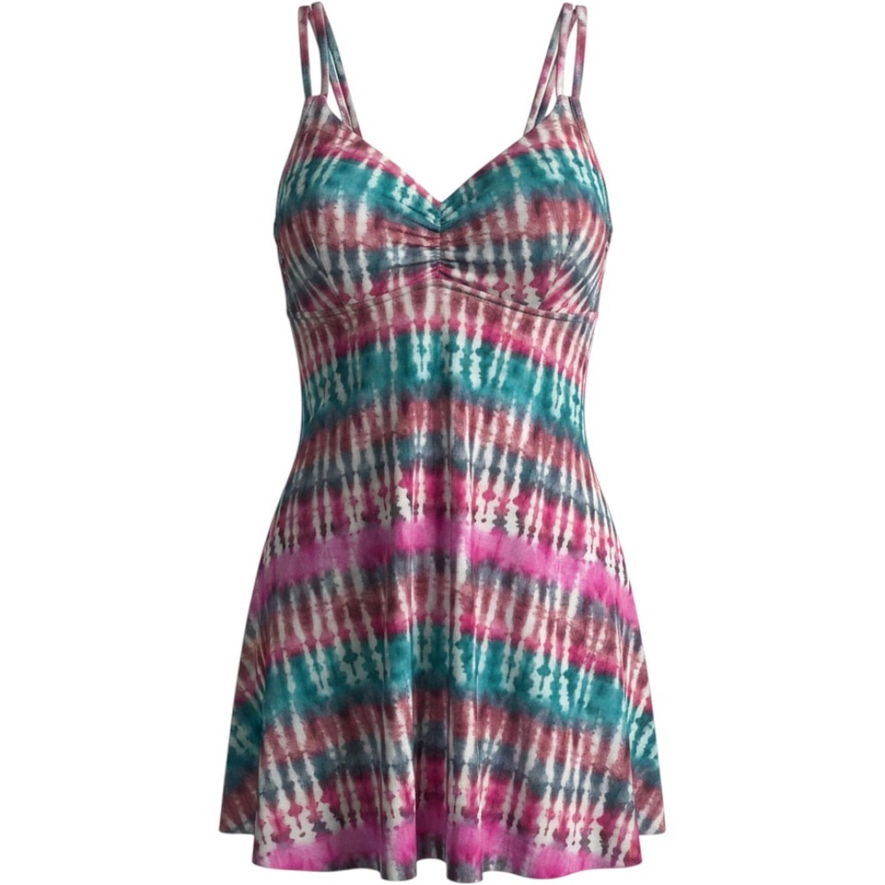 Kim Gravel Swimsuits For All Tankini Top Womens 18W Pink Teal Excellent Tie Dye